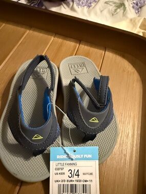 Reef Kids Navy and Lime Flip Flops - Little Fanning